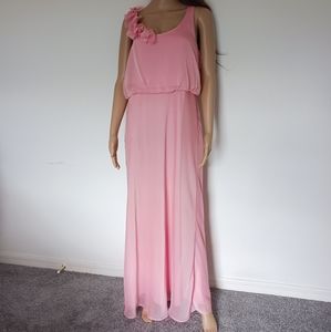 ADRIANNA PAPELL Blush Pink Gown Flowers Wedding  Fornal Event